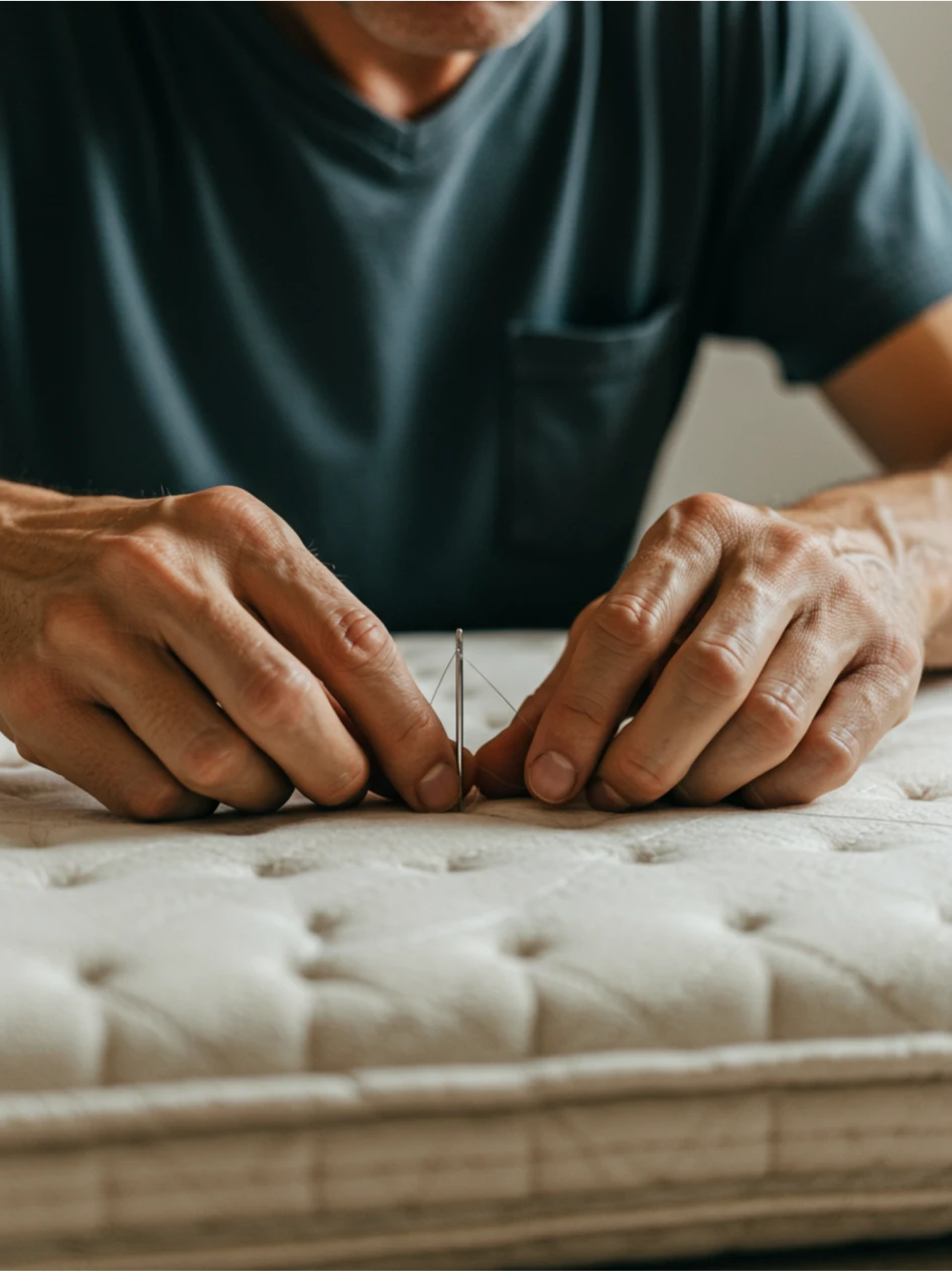 Trabalho artesanal de colchões